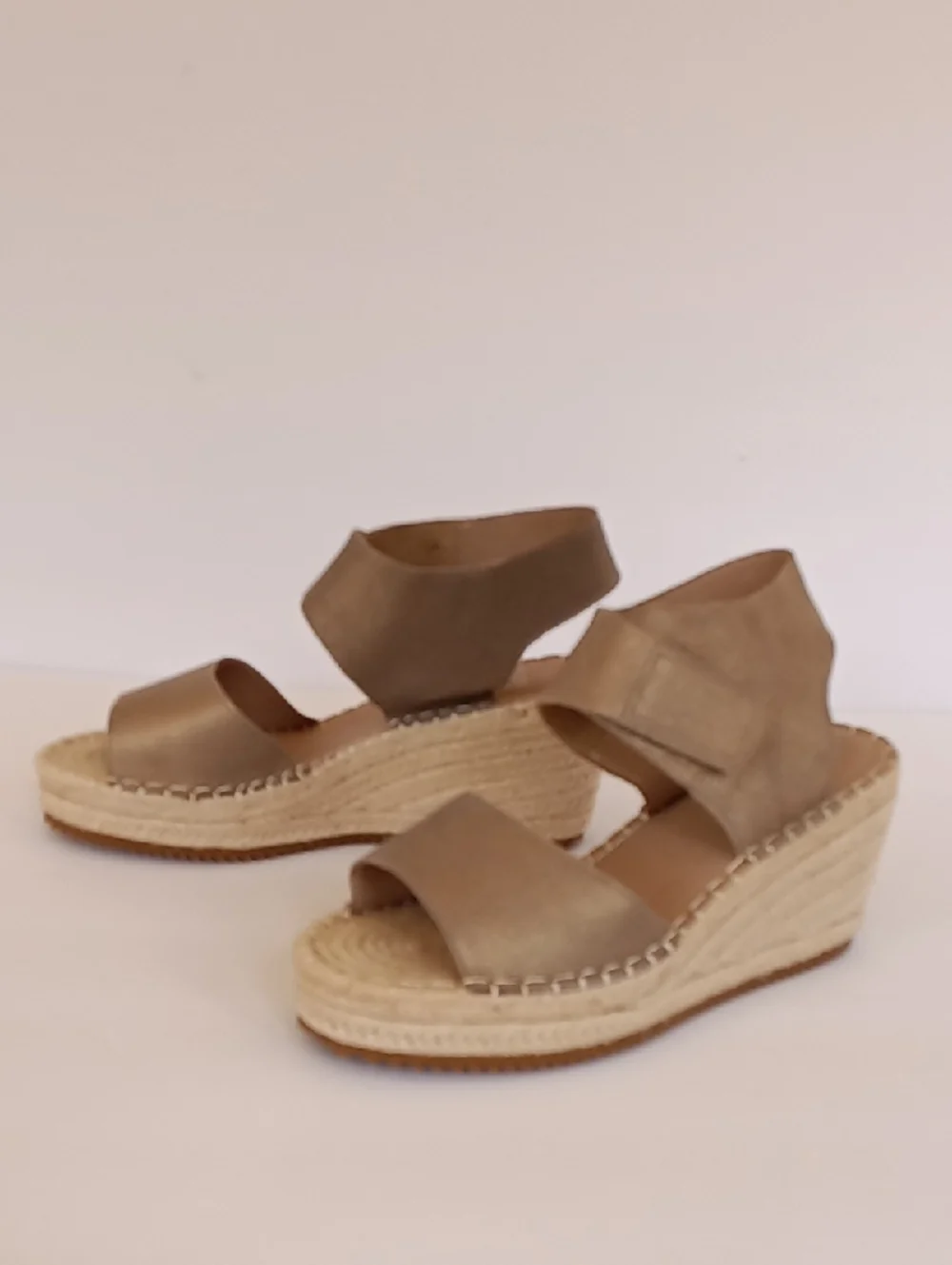 Eileen Fisher Weslia Wedge Espadrille Metallic Suede Size 6